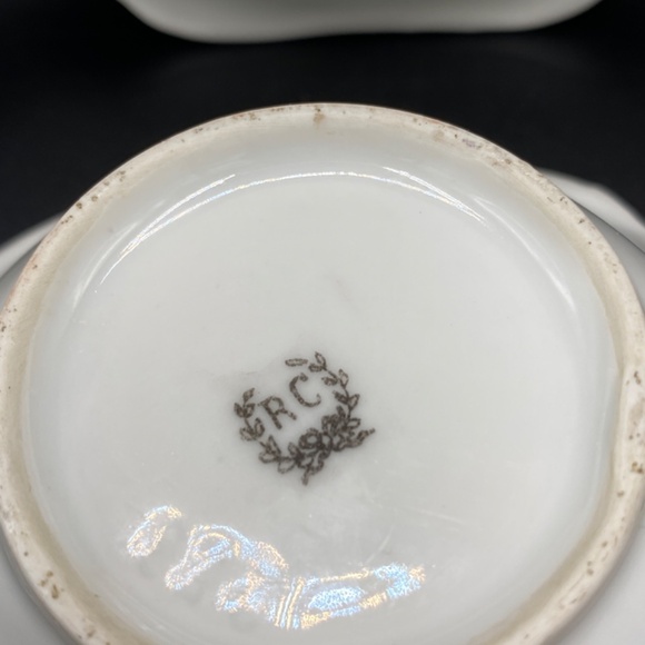 Vintage RC berries and cream bowl and tray, porcelain, white, pink & gold. - Picture 6 of 11